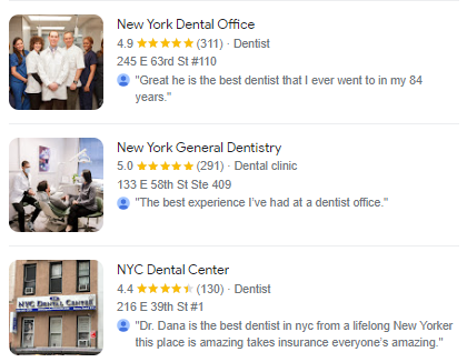 local SEO example of digital marketing for dentists